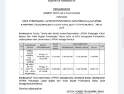 KPU PURWAKARTA UMUMKAN LAPORAN PENERIMAAN DAN PENGELUARAN DANA KAMPANYE (LPPDK) PEMILIHAN BUPATI DAN WAKIL BUPATI PURWAKARTA TAHUN 2024